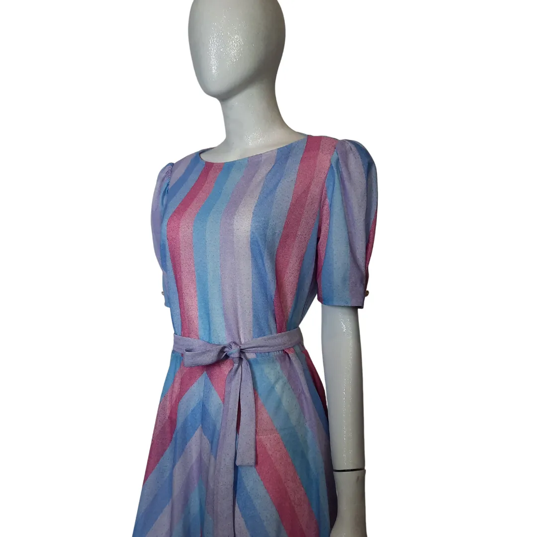 1970's Diagnoal Stripe Dress Size M