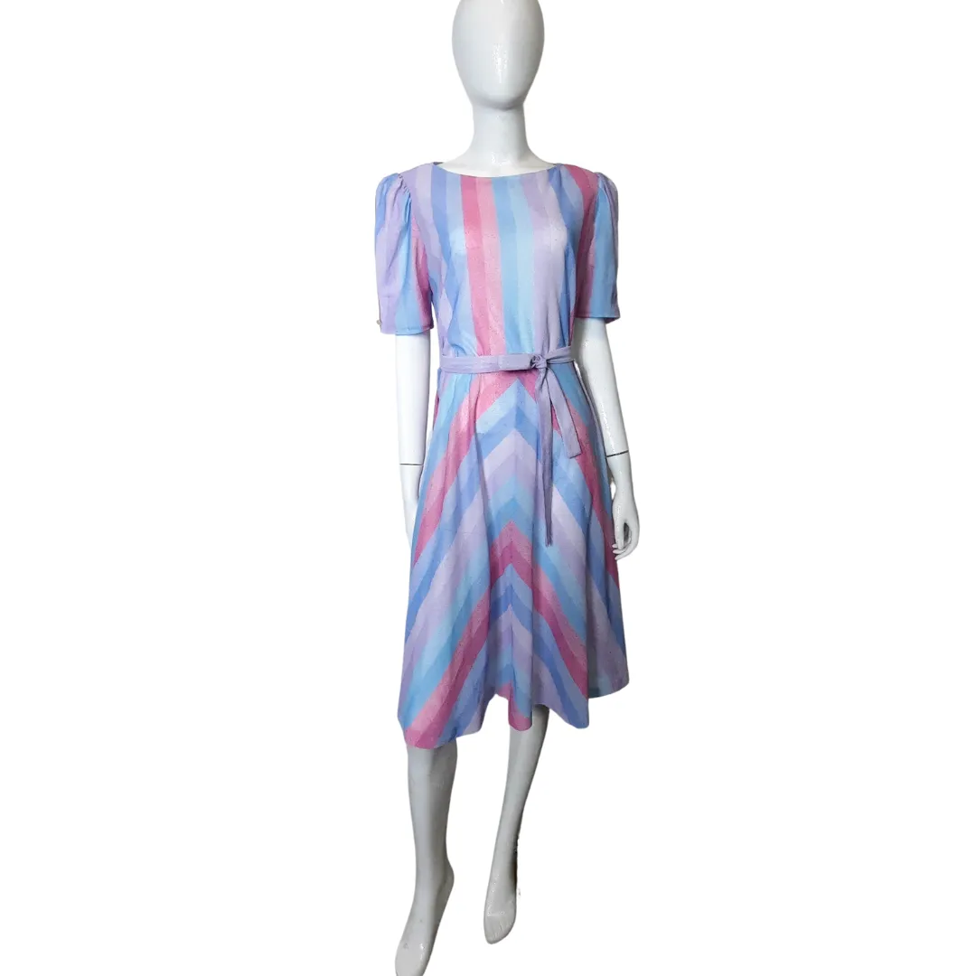 1970's Diagnoal Stripe Dress Size M