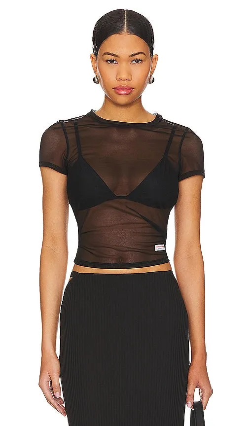 Alexander Wang Bodycon Short Sleeve Tee in Black