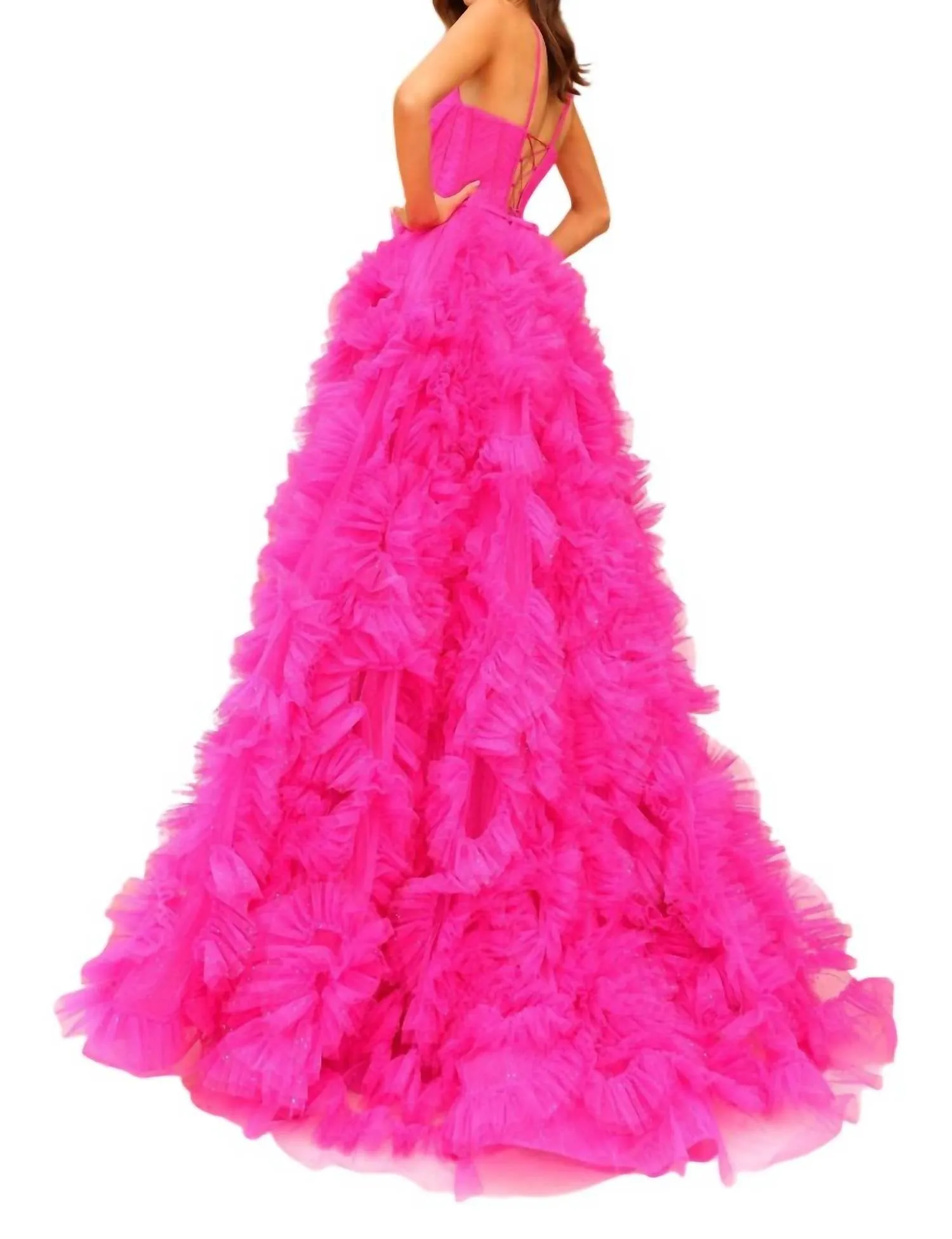 Amarra - Ruffled Ballgown With Slit