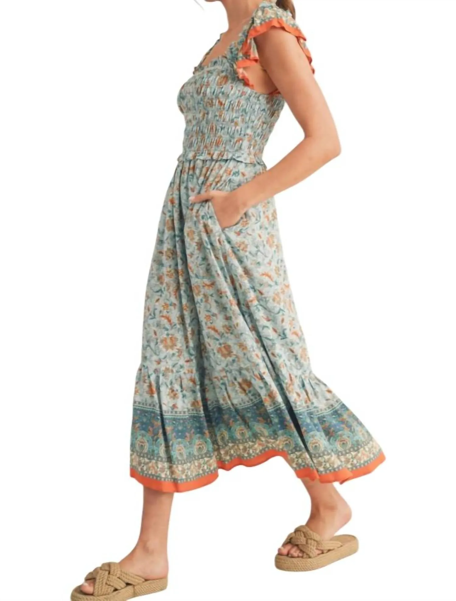 &Merci - Floral Print Ruffled Midi Dress