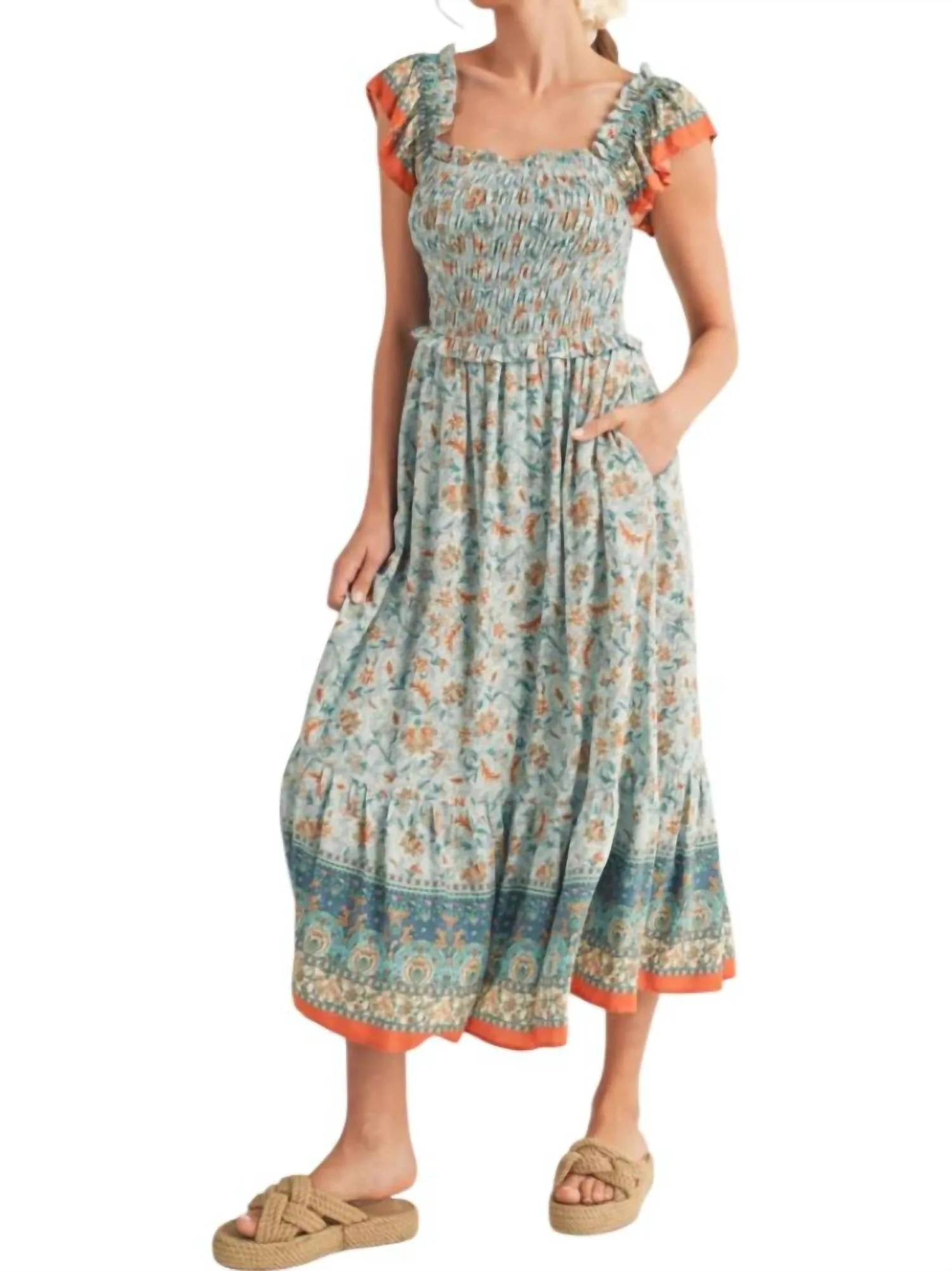 &Merci - Floral Print Ruffled Midi Dress