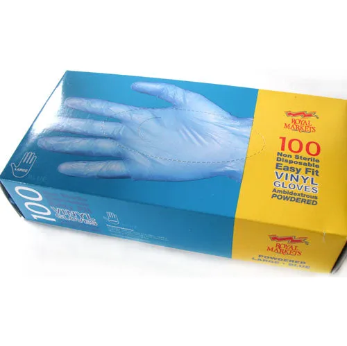 Blue Vinyl Gloves Large Size 100 pack