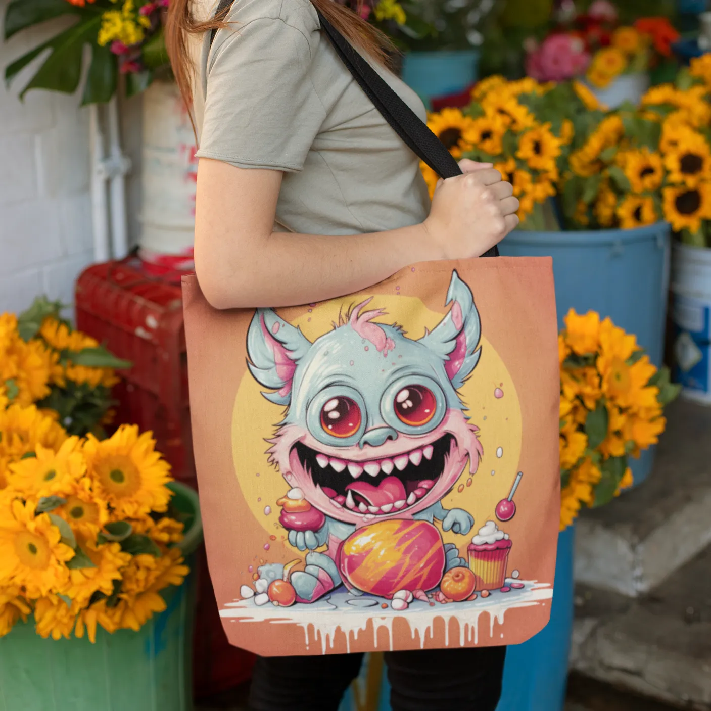 Candy Monster on the Loose Tote, Halloween Tote Bag, Halloween Tote, Halloween Tote Bags, Tote bag Mockup Halloween, Tote Bags Halloween
