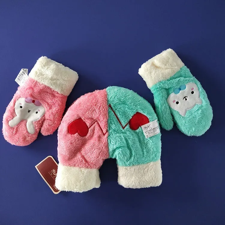 Cartoon Double-layer Thickened Rabbit Couple Hand Gloves