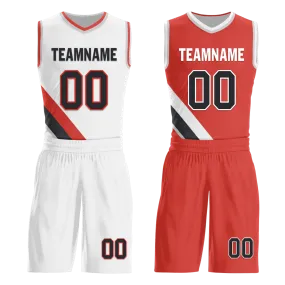 Custom White Red Classic Style Reversible Basketball Uniform Personalized BBJR-D017037