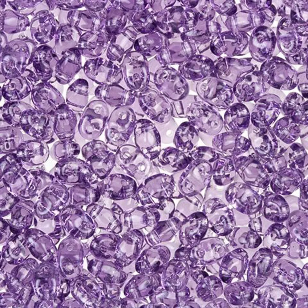 Czech Glass MiniDuo, 2-Hole Beads 2x4mm, Light Tanzanite  (2.5 Inch Tube)