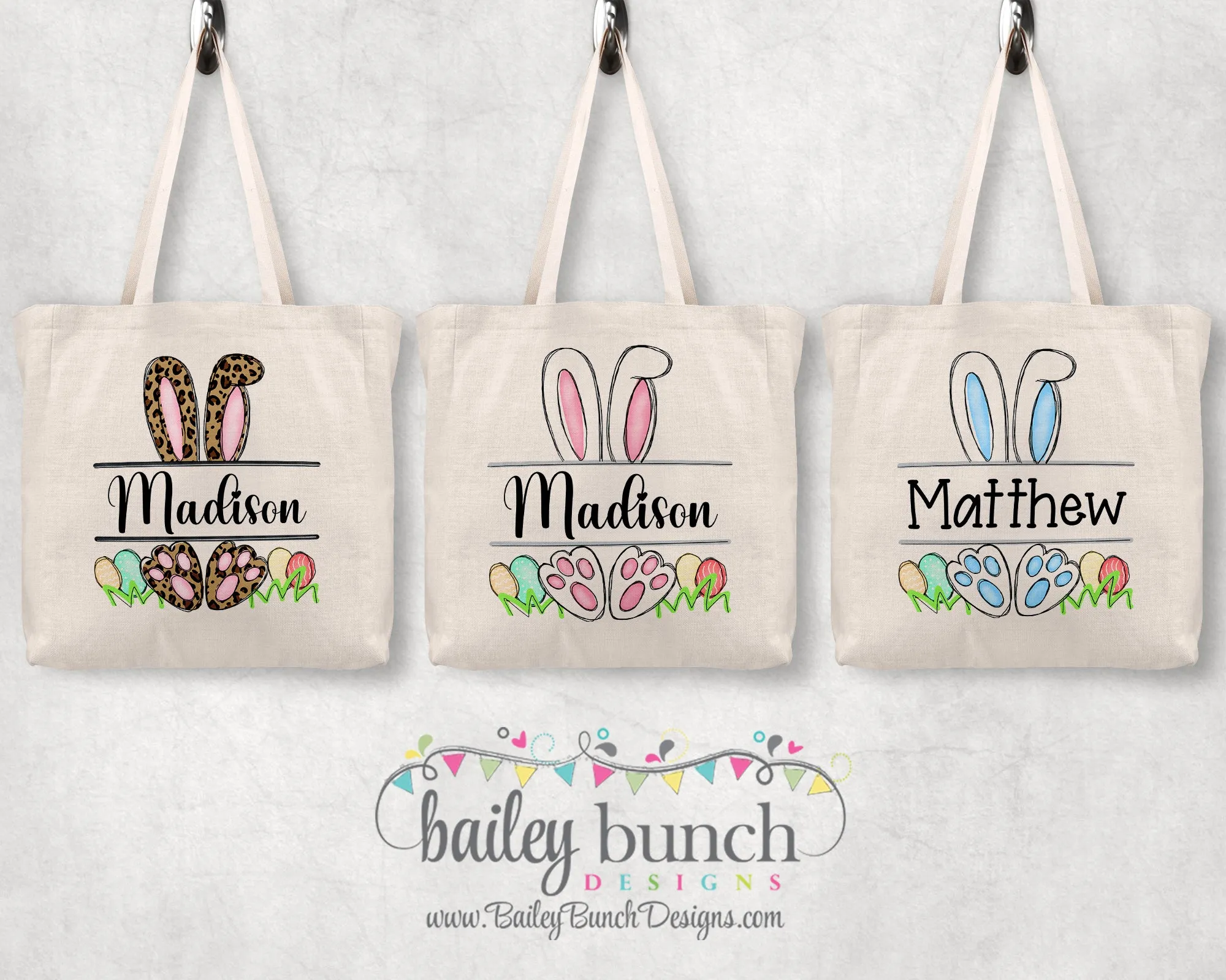 Easter Bunny Name Tote Basket Bunny Tote Bag Personalized BTOTE0520