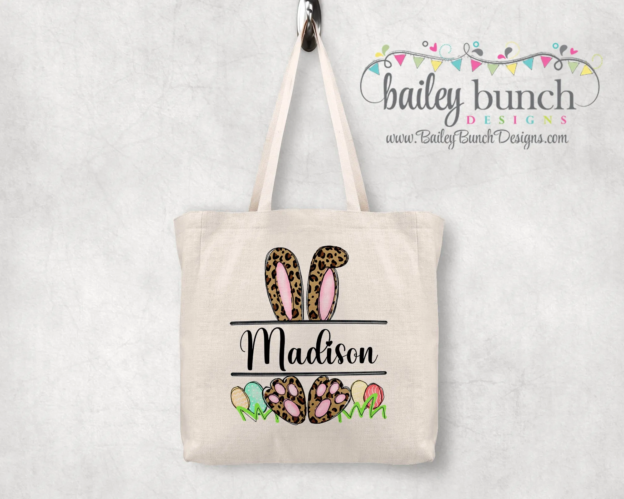Easter Bunny Name Tote Basket Bunny Tote Bag Personalized BTOTE0520