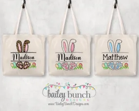 Easter Bunny Name Tote Basket Bunny Tote Bag Personalized BTOTE0520