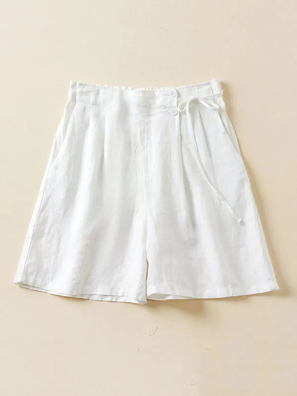 Elasticity Solid Color Loose Shorts Bottoms