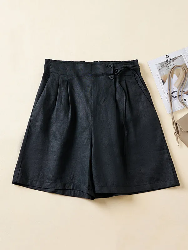 Elasticity Solid Color Loose Shorts Bottoms