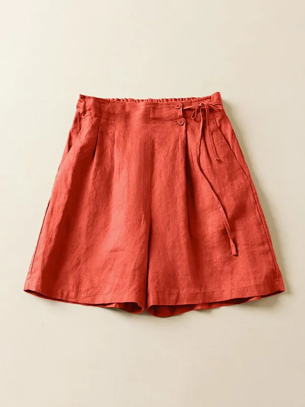 Elasticity Solid Color Loose Shorts Bottoms
