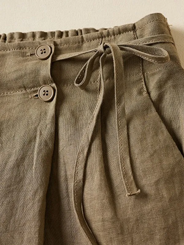 Elasticity Solid Color Loose Shorts Bottoms
