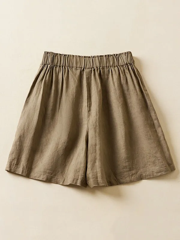 Elasticity Solid Color Loose Shorts Bottoms