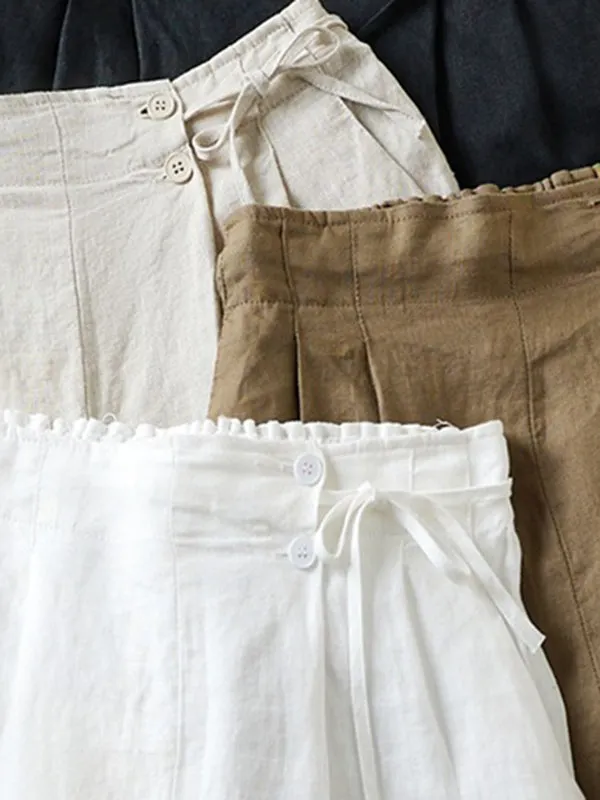 Elasticity Solid Color Loose Shorts Bottoms
