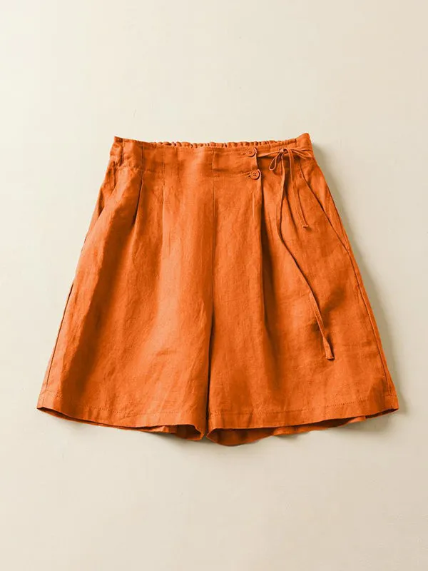 Elasticity Solid Color Loose Shorts Bottoms
