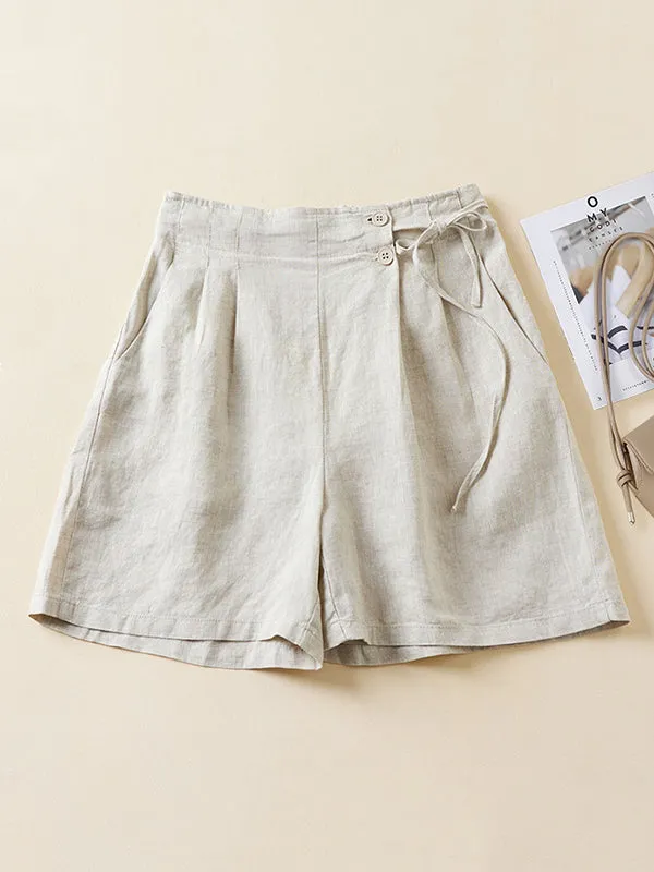 Elasticity Solid Color Loose Shorts Bottoms
