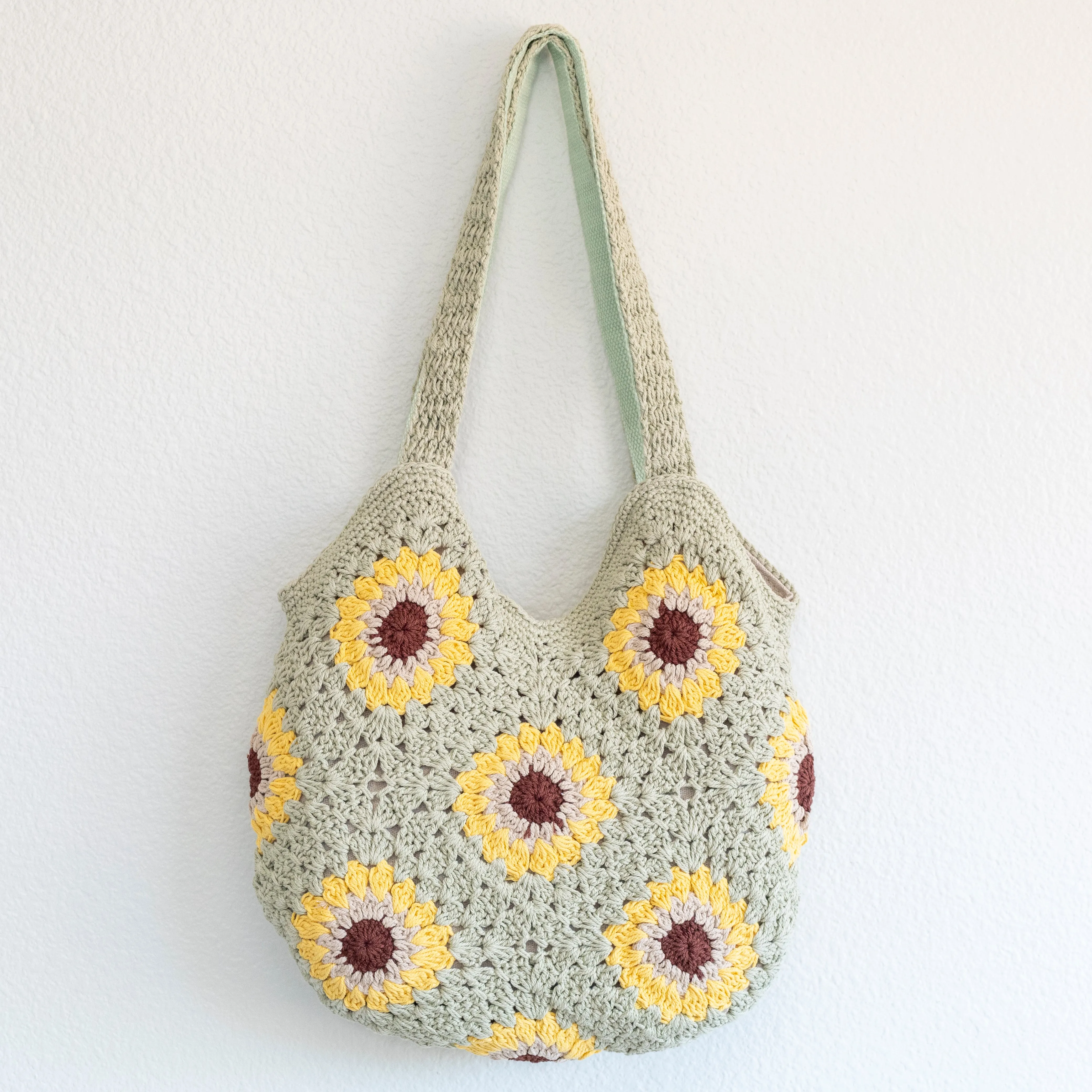 Elena Handbags Handmade Crochet Sunflower Granny Square Tote