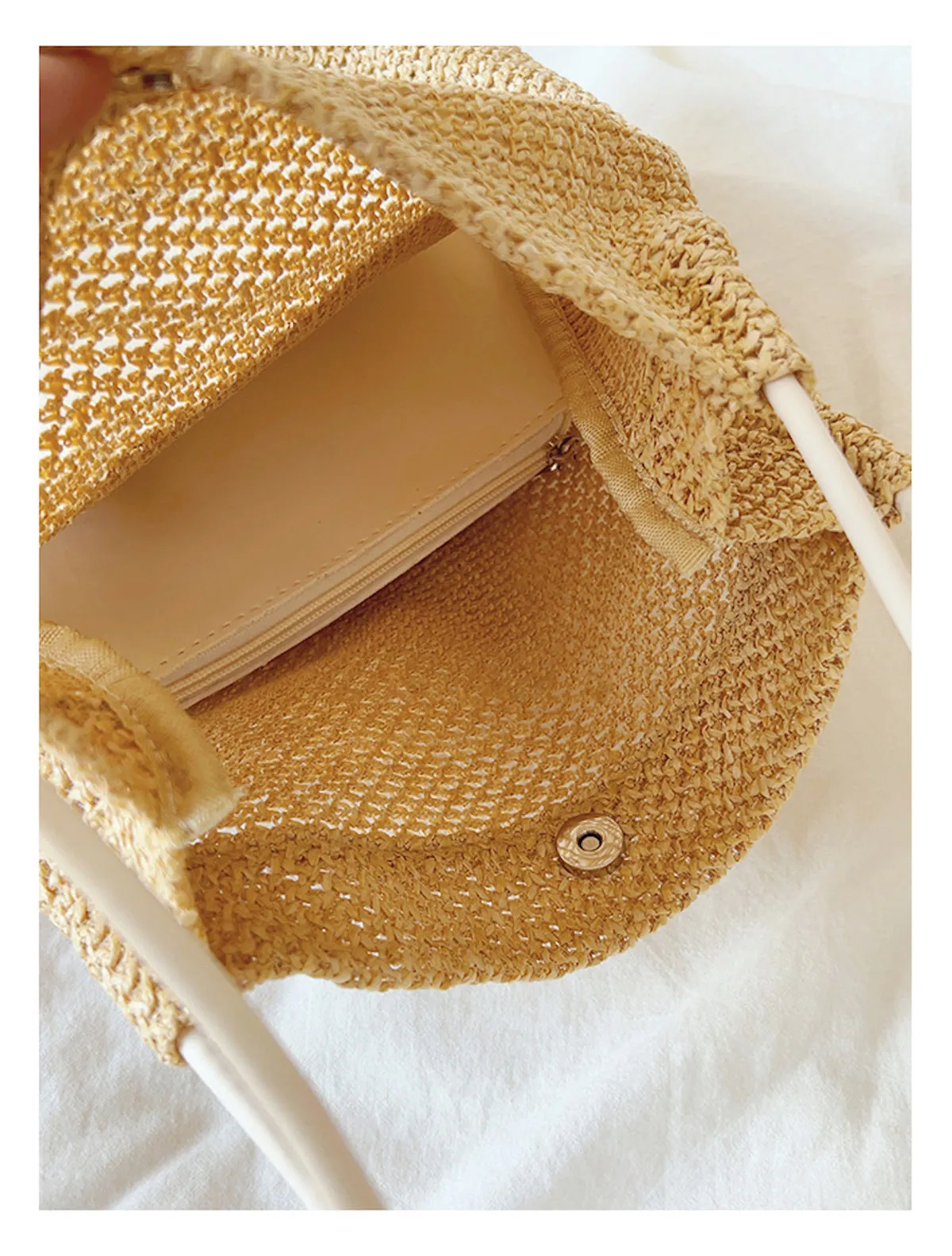 Elena Handbags Straw Woven Shoulder Bag with Leather Accent