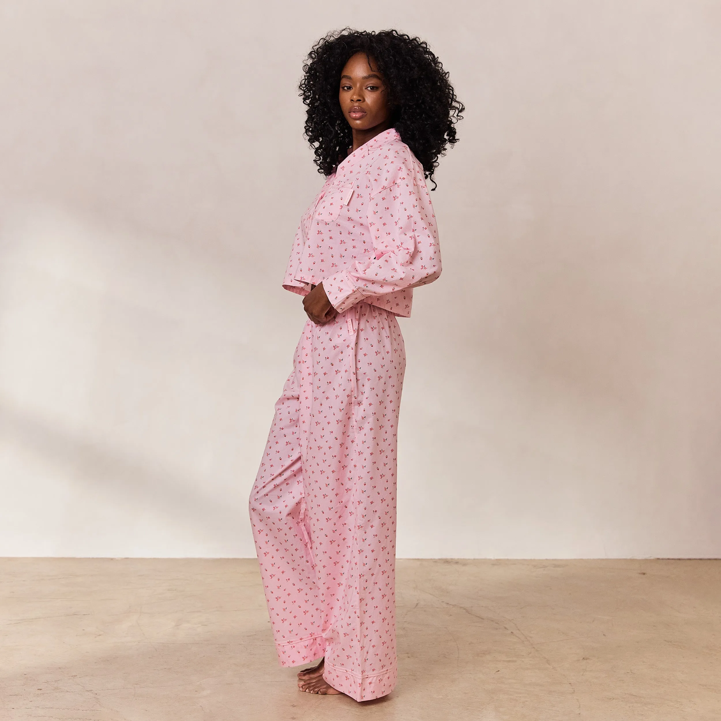 Floral Pyjama Bottoms - Pink Print