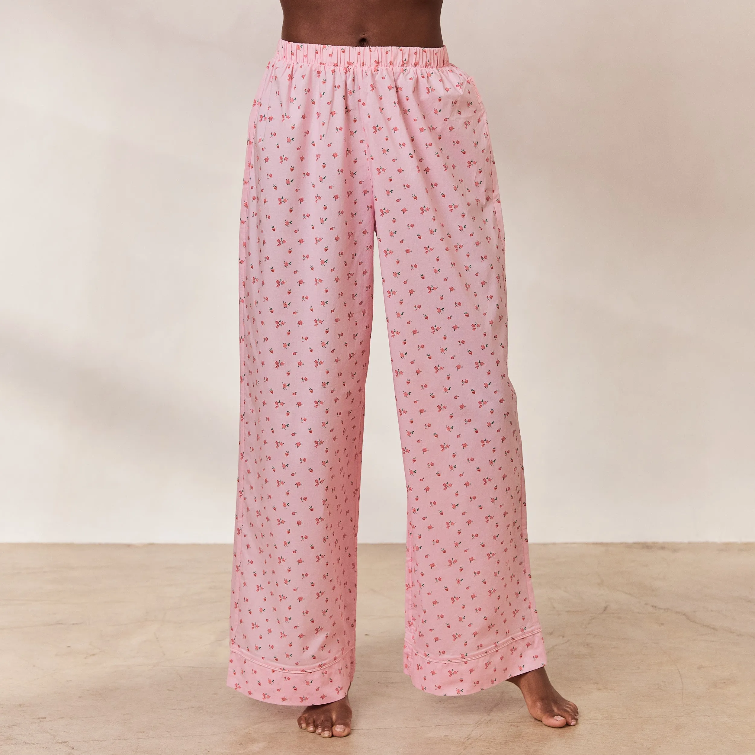 Floral Pyjama Bottoms - Pink Print