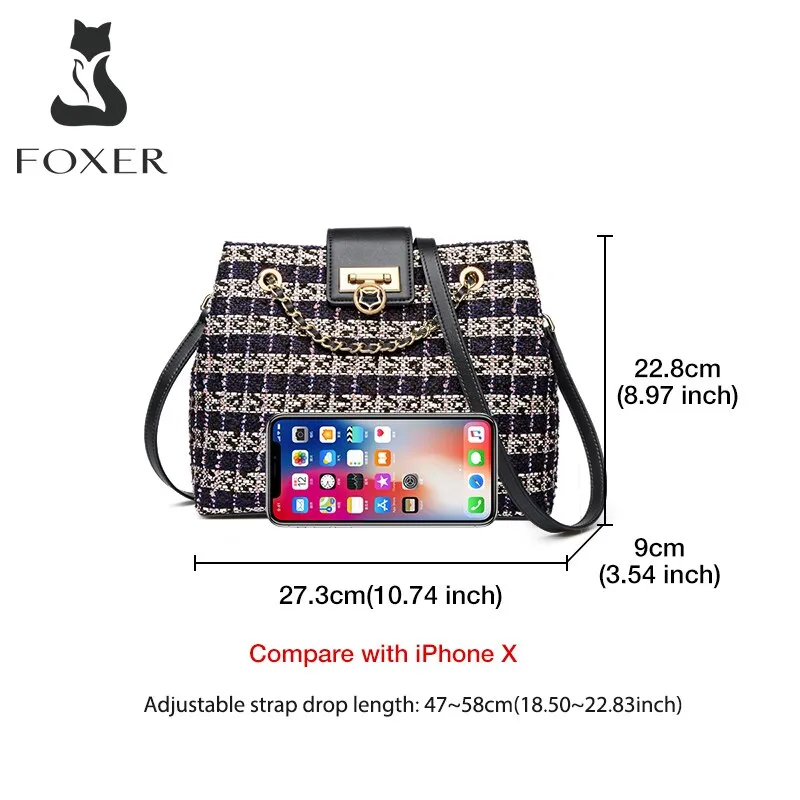 FOXER Fashion Women Crossbody Totes Bags Large Capacity Handle Woven Bag Lady Short Trip Shoulder Bags Female Light Casual Purse