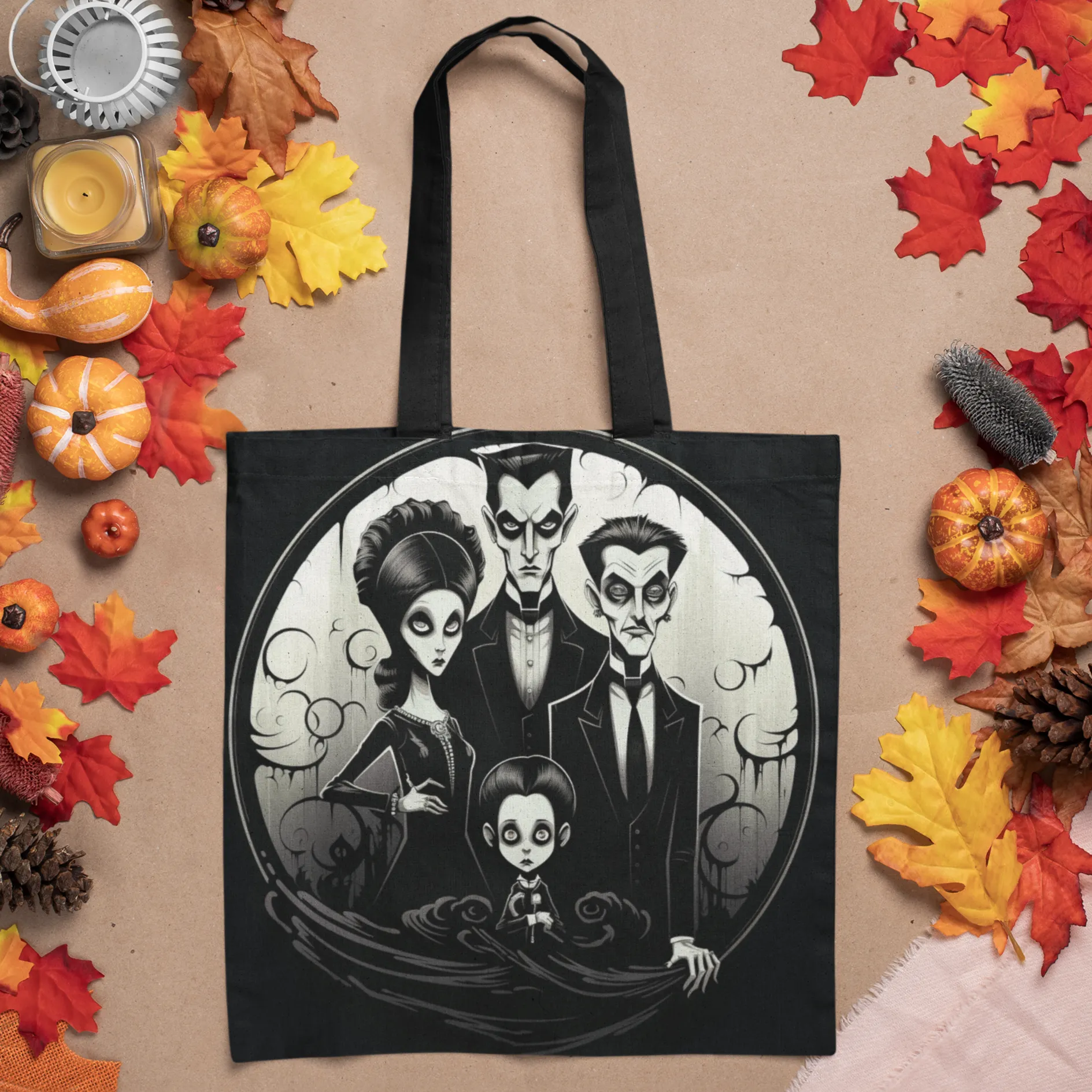 Halloween Family Tote Bag, Halloween Tote, Halloween Tote Bags, Tote bag Mockup Halloween, Tote Bags Halloween, Halloween Tote, Scary Tote