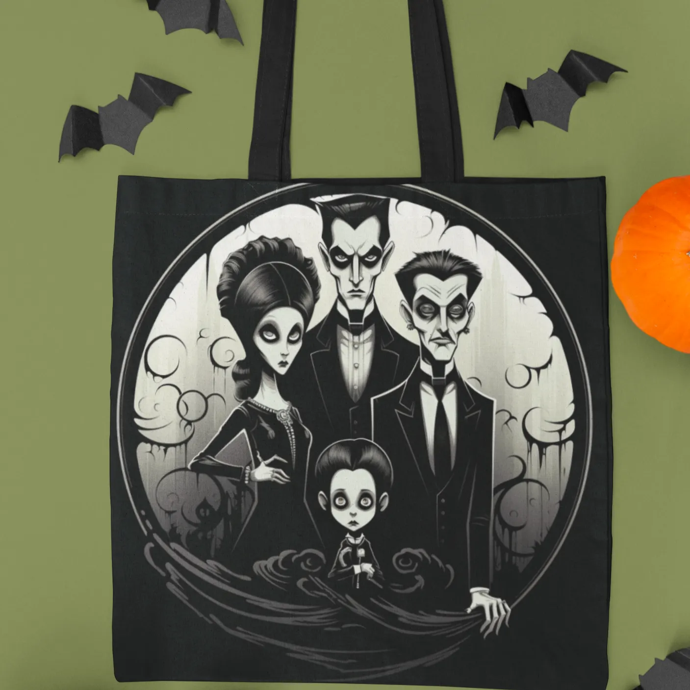 Halloween Family Tote Bag, Halloween Tote, Halloween Tote Bags, Tote bag Mockup Halloween, Tote Bags Halloween, Halloween Tote, Scary Tote