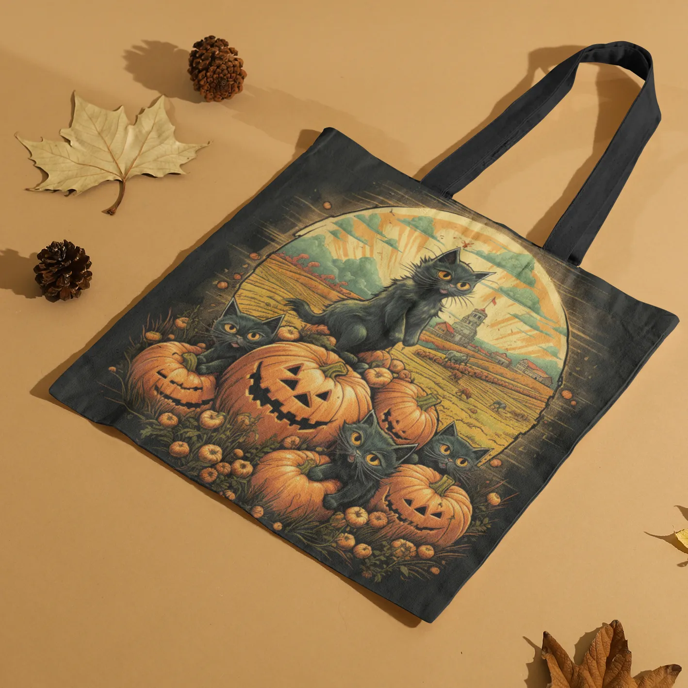 Halloween Tote Bag, Halloween Tote, Halloween Tote Bags, Tote bag Mockup Halloween, Tote Bags Halloween, Halloween Tote Cat, Cat Tote Bag