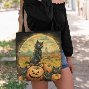 Halloween Tote Bag, Halloween Tote, Halloween Tote Bags, Tote bag Mockup Halloween, Tote Bags Halloween, Halloween Tote Cat, Cat Tote Bag