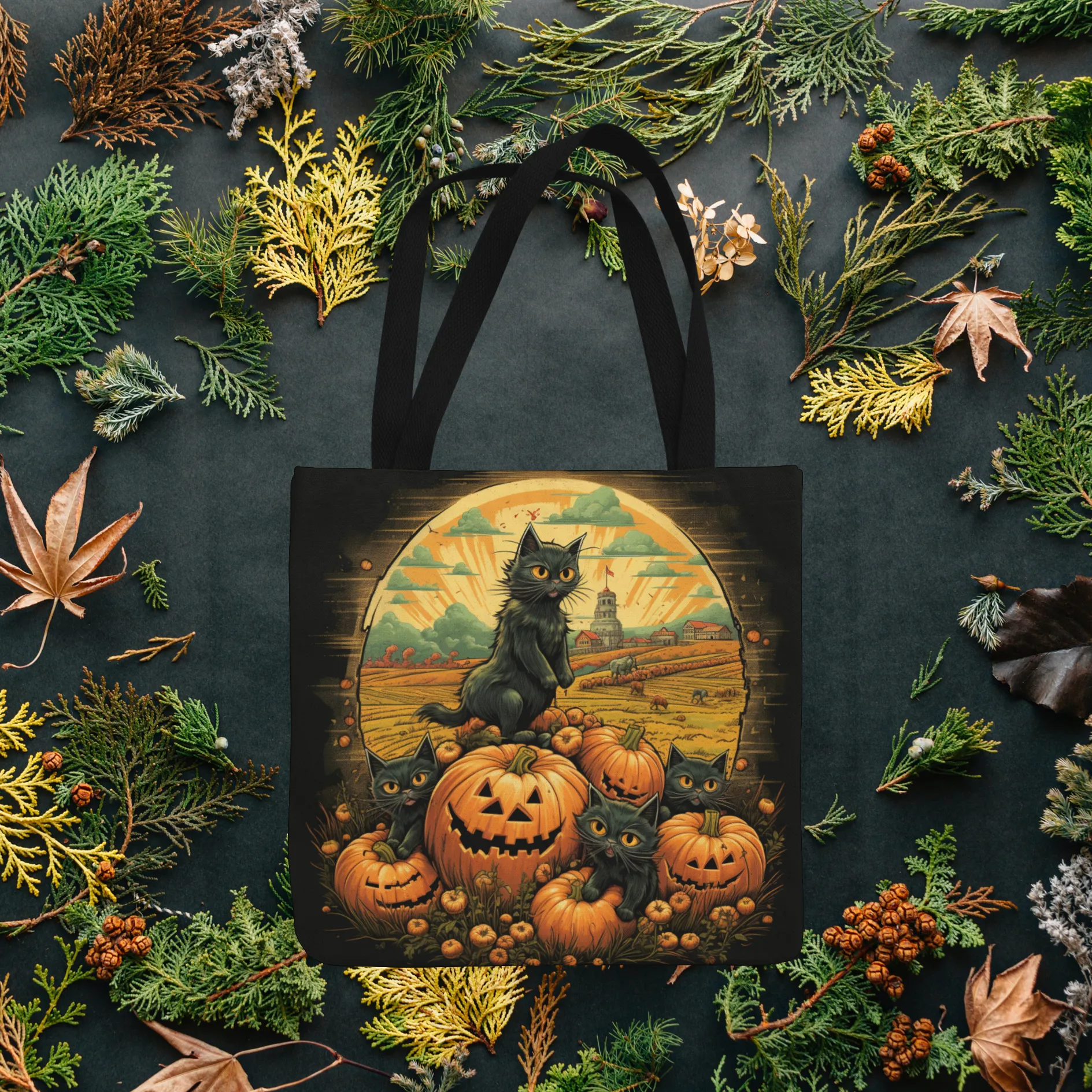Halloween Tote Bag, Halloween Tote, Halloween Tote Bags, Tote bag Mockup Halloween, Tote Bags Halloween, Halloween Tote Cat, Cat Tote Bag