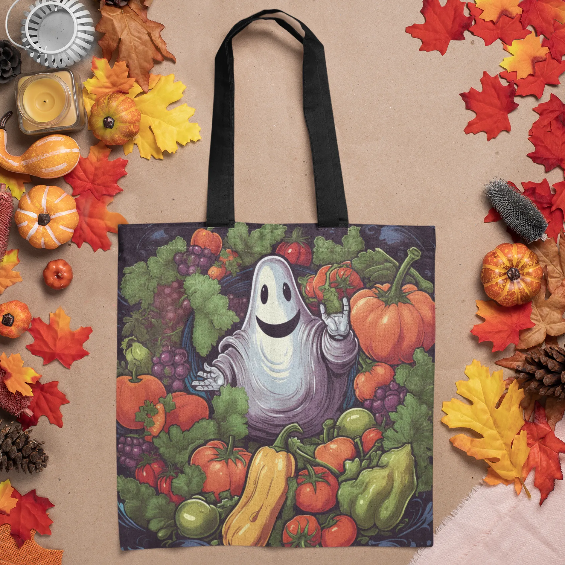 Halloween Veggie Ghost, Halloween Tote Bag, Halloween Tote, Halloween Tote Bags, Tote bag Mockup Halloween, Tote Bags Halloween, Halloween