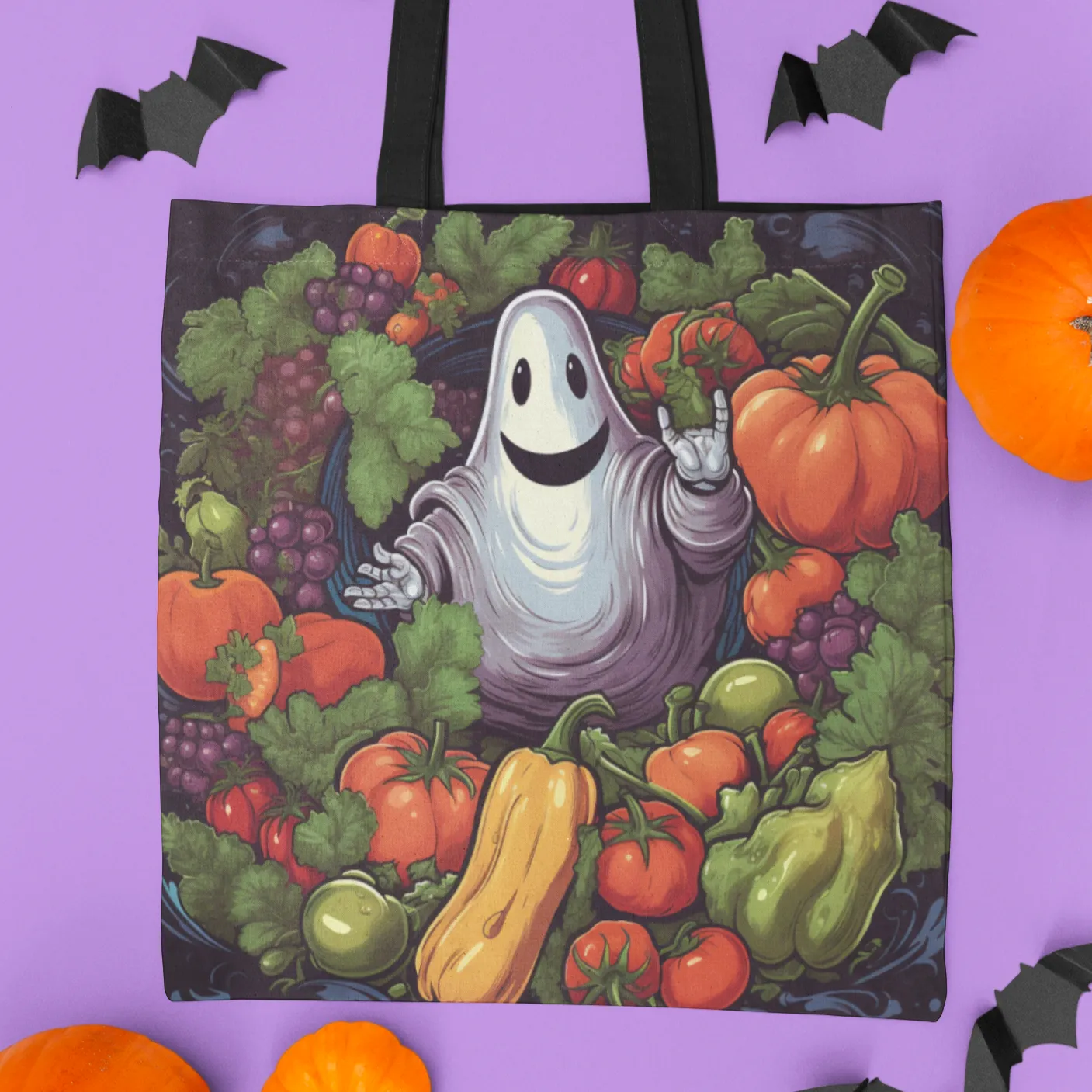 Halloween Veggie Ghost, Halloween Tote Bag, Halloween Tote, Halloween Tote Bags, Tote bag Mockup Halloween, Tote Bags Halloween, Halloween