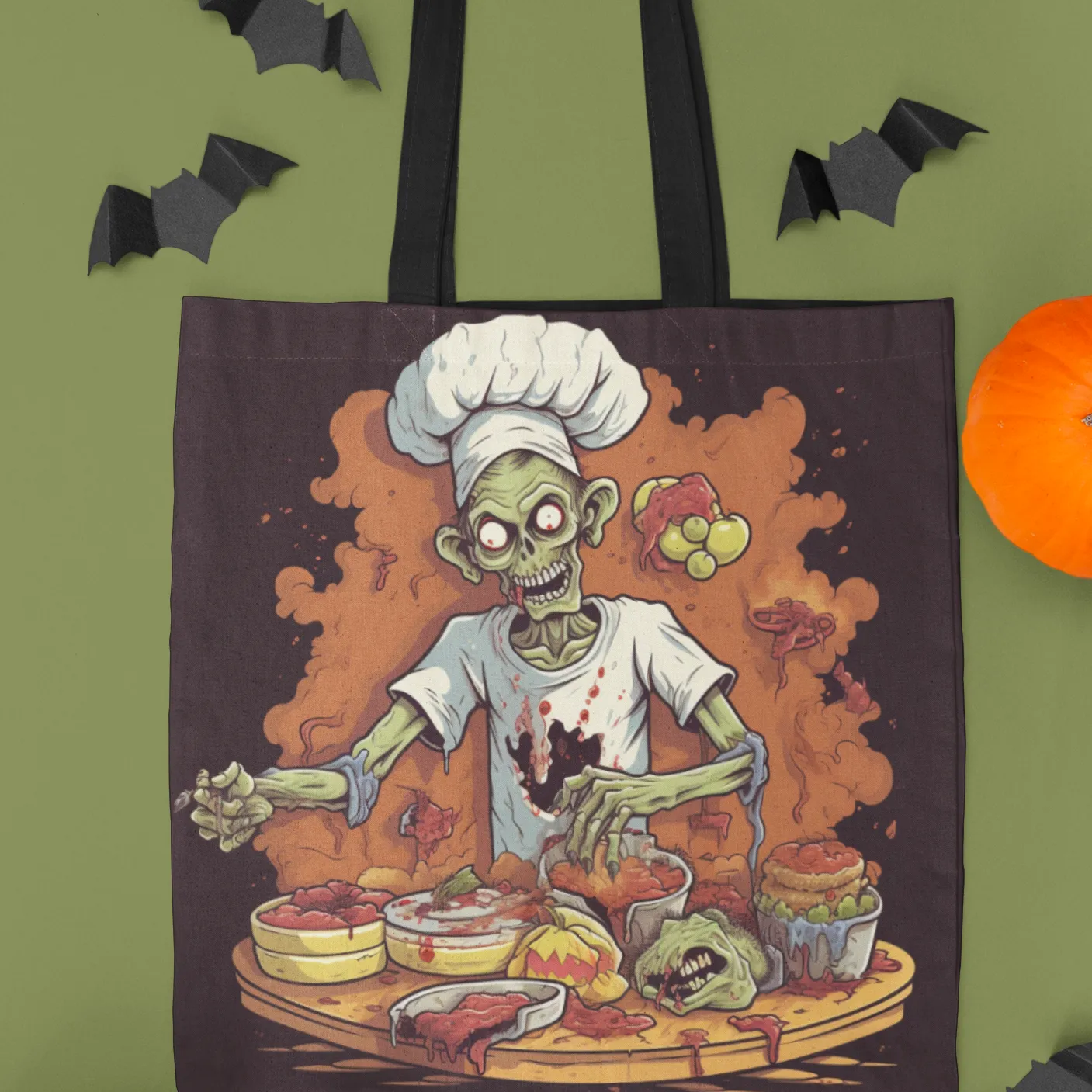 Halloween Zombie Tote Bag, Halloween Tote Zombie, Halloween Tote Bags, Tote bag Mockup Halloween, Tote Bags Halloween, Scary Halloween Tote