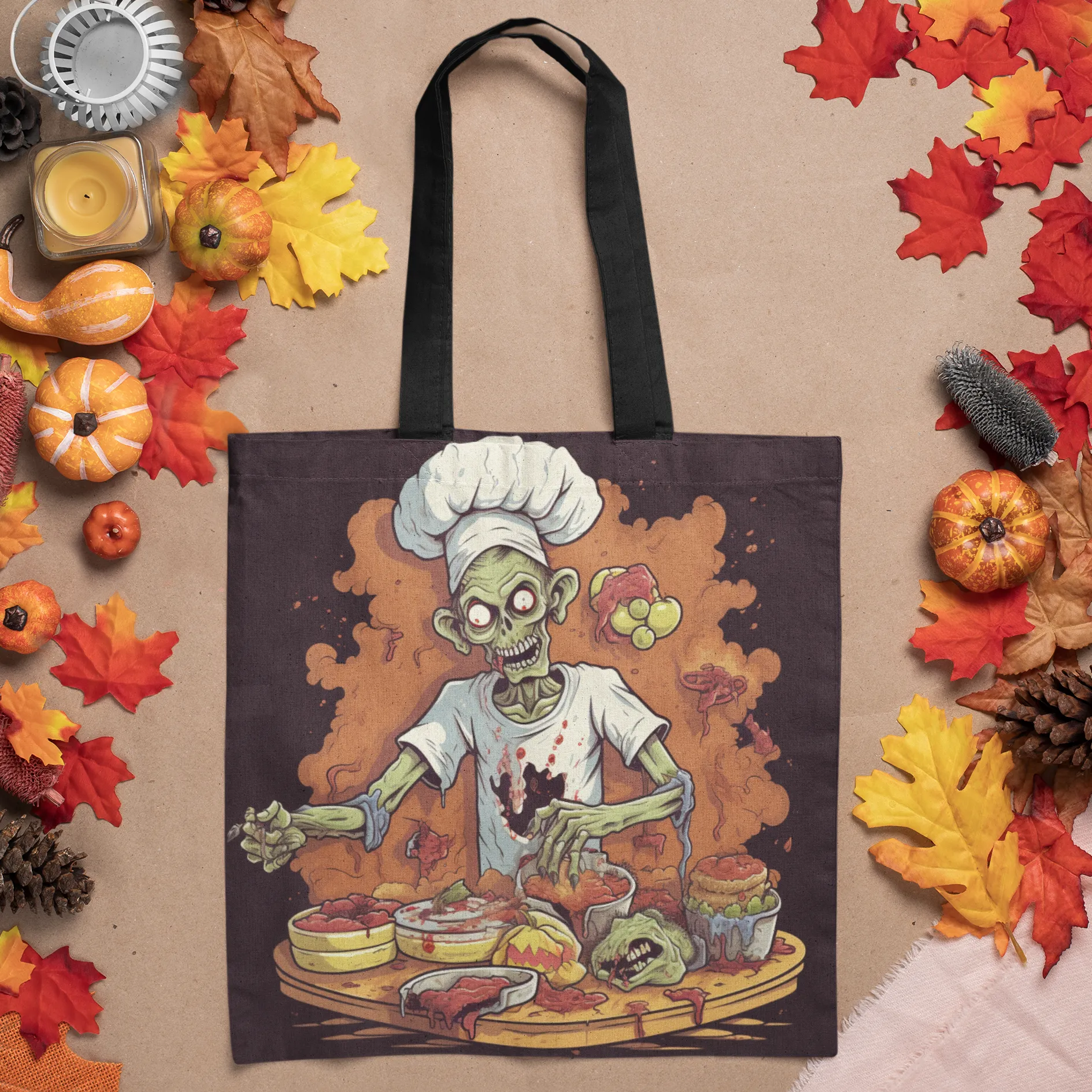 Halloween Zombie Tote Bag, Halloween Tote Zombie, Halloween Tote Bags, Tote bag Mockup Halloween, Tote Bags Halloween, Scary Halloween Tote