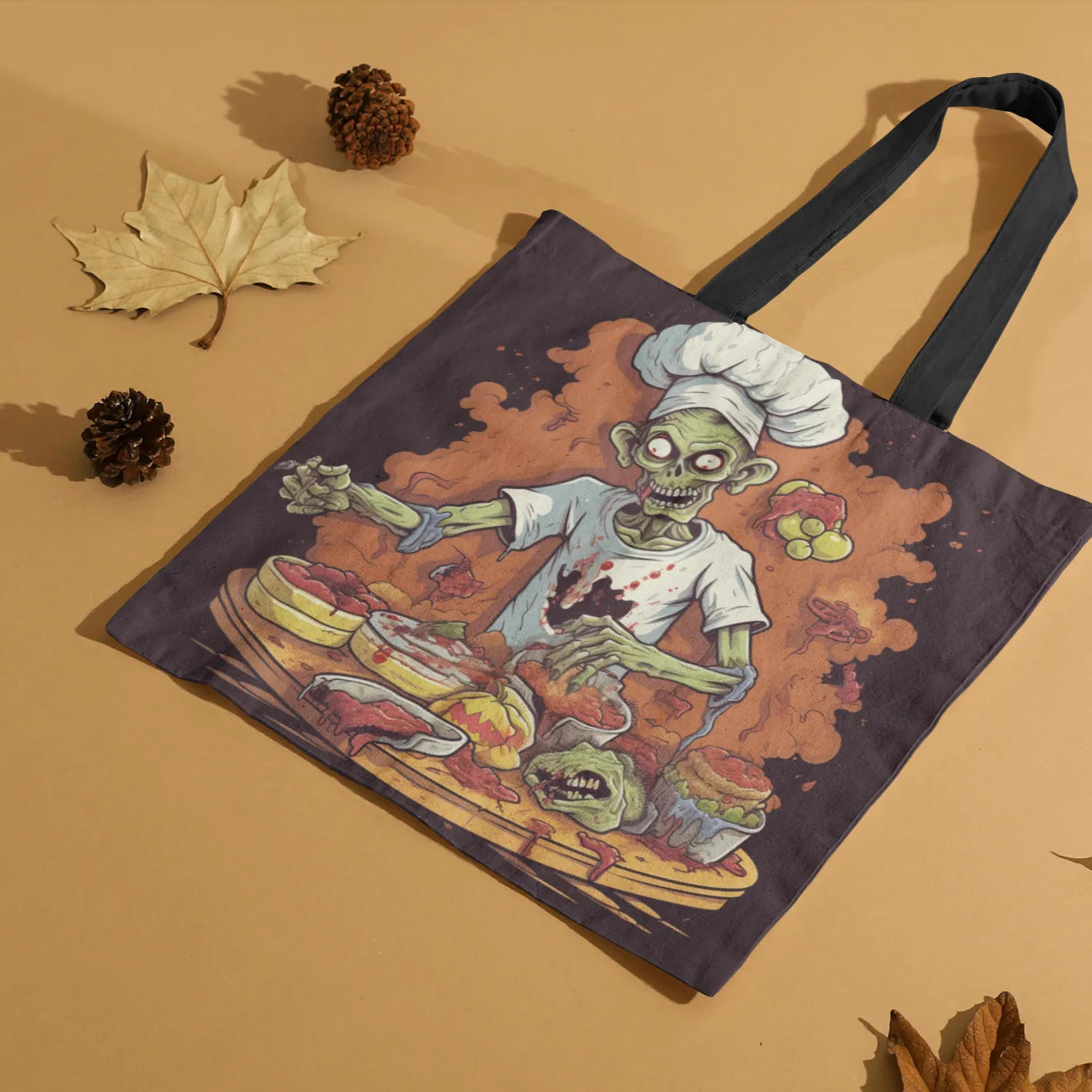 Halloween Zombie Tote Bag, Halloween Tote Zombie, Halloween Tote Bags, Tote bag Mockup Halloween, Tote Bags Halloween, Scary Halloween Tote