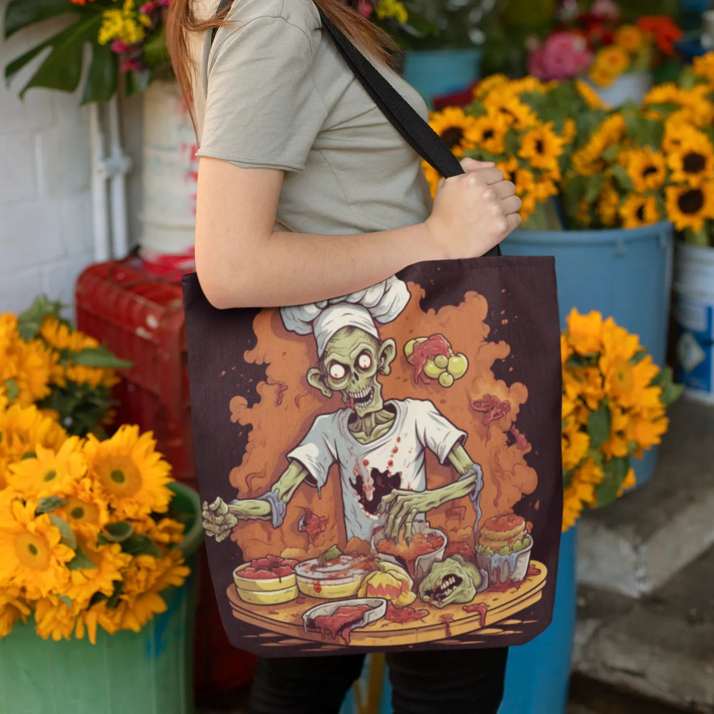 Halloween Zombie Tote Bag, Halloween Tote Zombie, Halloween Tote Bags, Tote bag Mockup Halloween, Tote Bags Halloween, Scary Halloween Tote