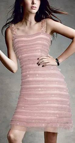 Jewel-Embellished Mesh Ruffled Dress