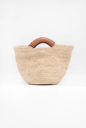 Large Woven Shopper, Cognac Natural Fiber