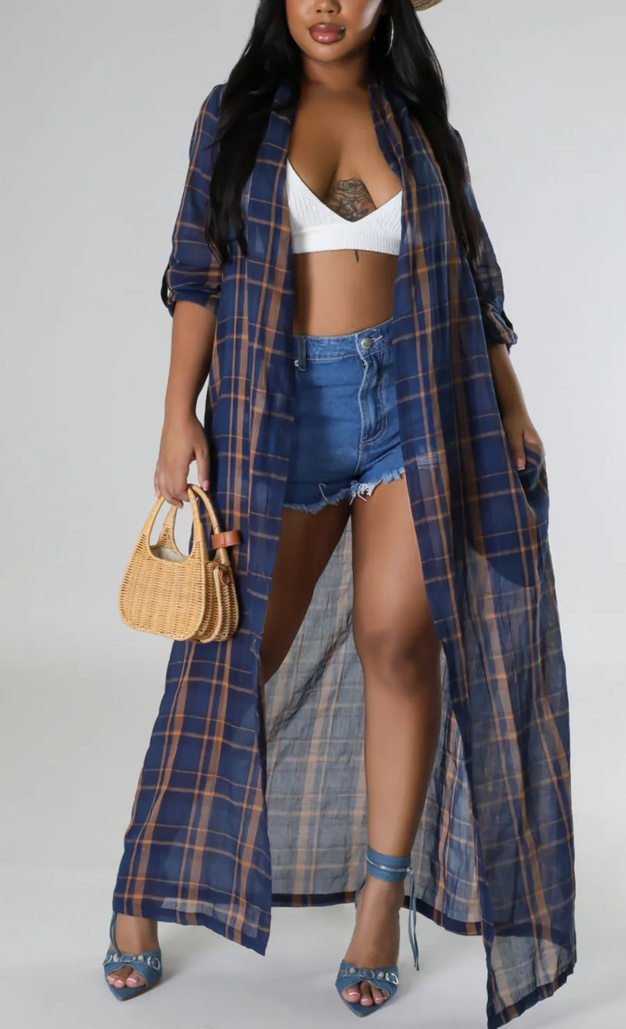 Lightweight Plaid Cardigan