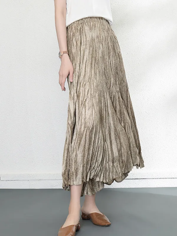 Loose A-Line Pleated Elasticity Skirts Bottoms