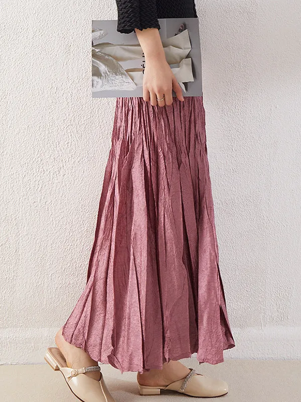 Loose A-Line Pleated Elasticity Skirts Bottoms
