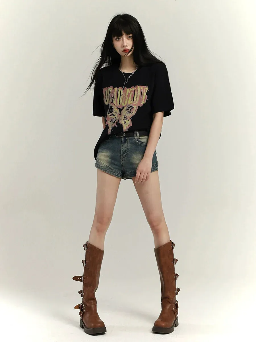Loose Mid-Length Bottoms T-Shirt