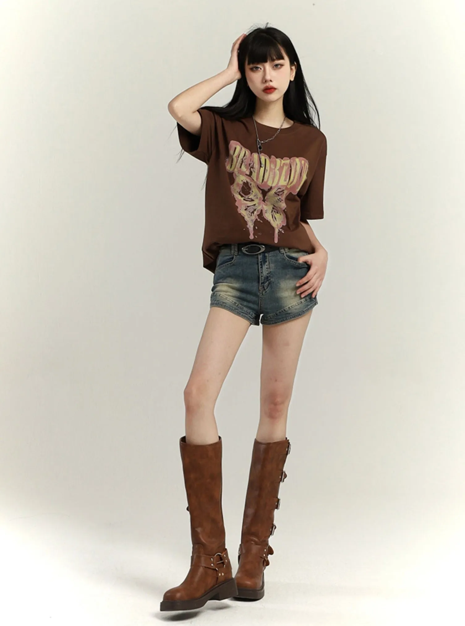 Loose Mid-Length Bottoms T-Shirt