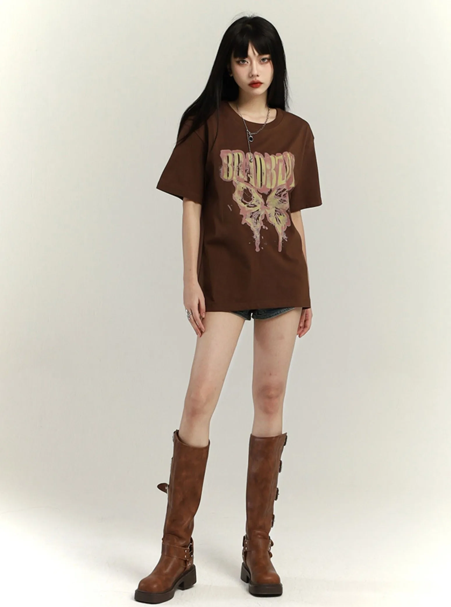 Loose Mid-Length Bottoms T-Shirt