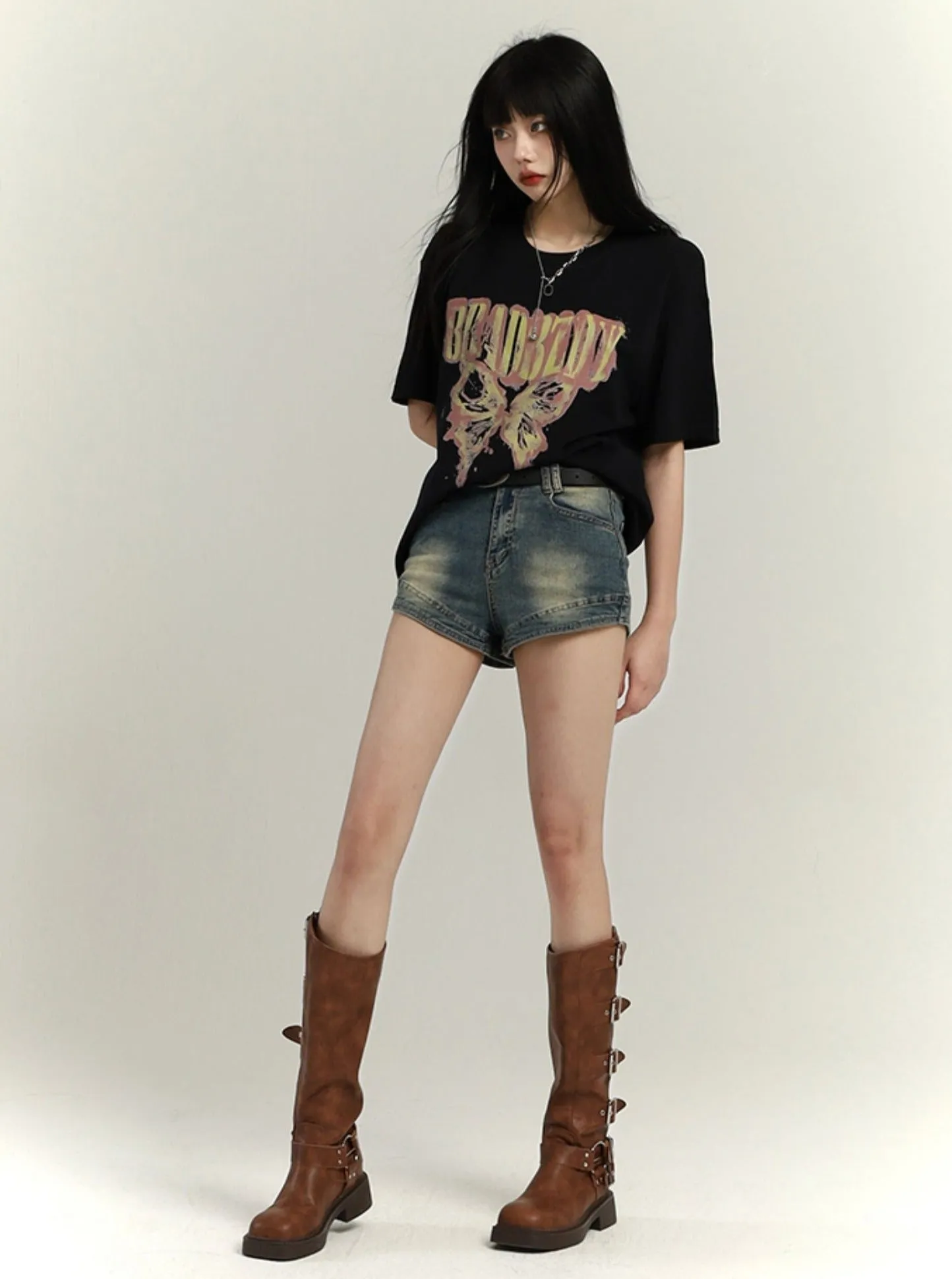 Loose Mid-Length Bottoms T-Shirt