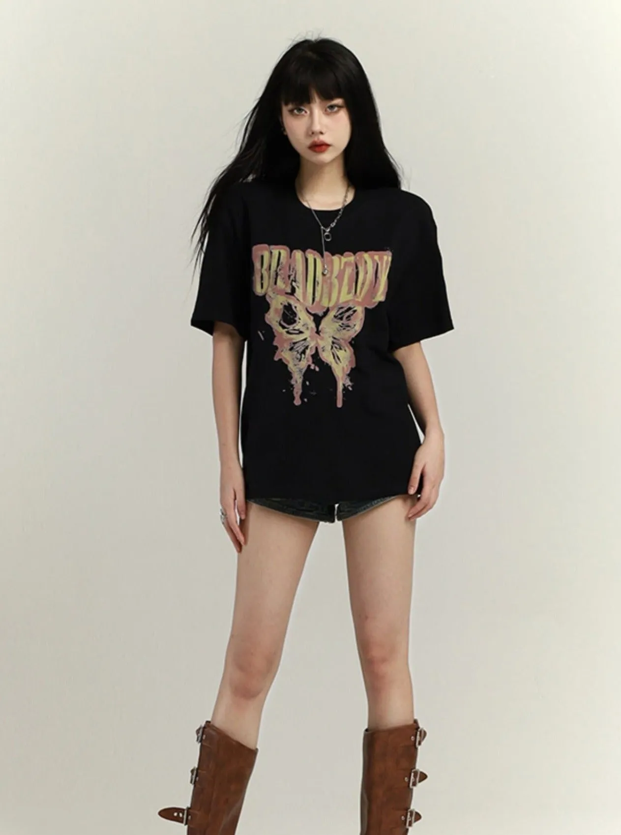 Loose Mid-Length Bottoms T-Shirt