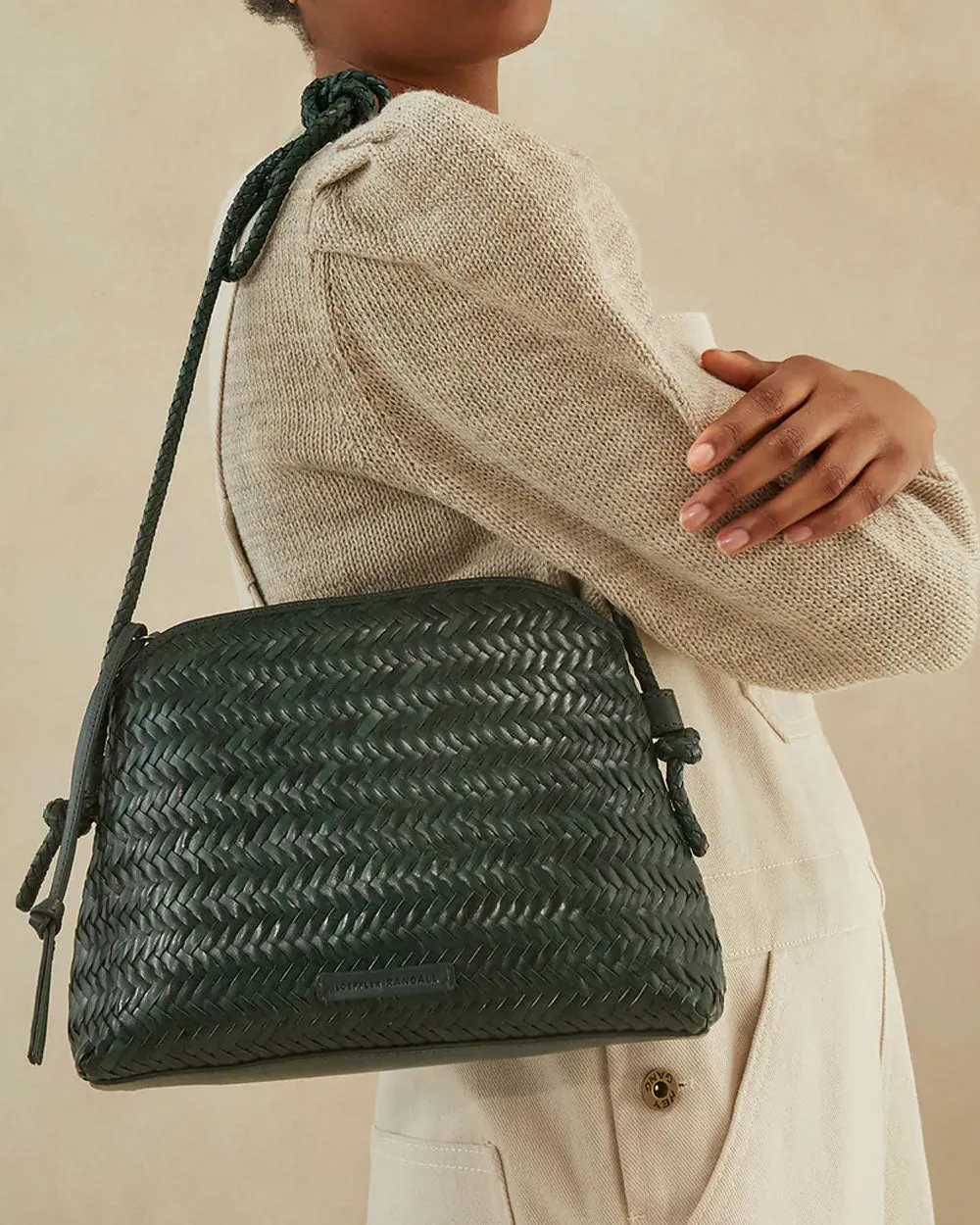 Mallory Woven Crossbody Bag in Forest