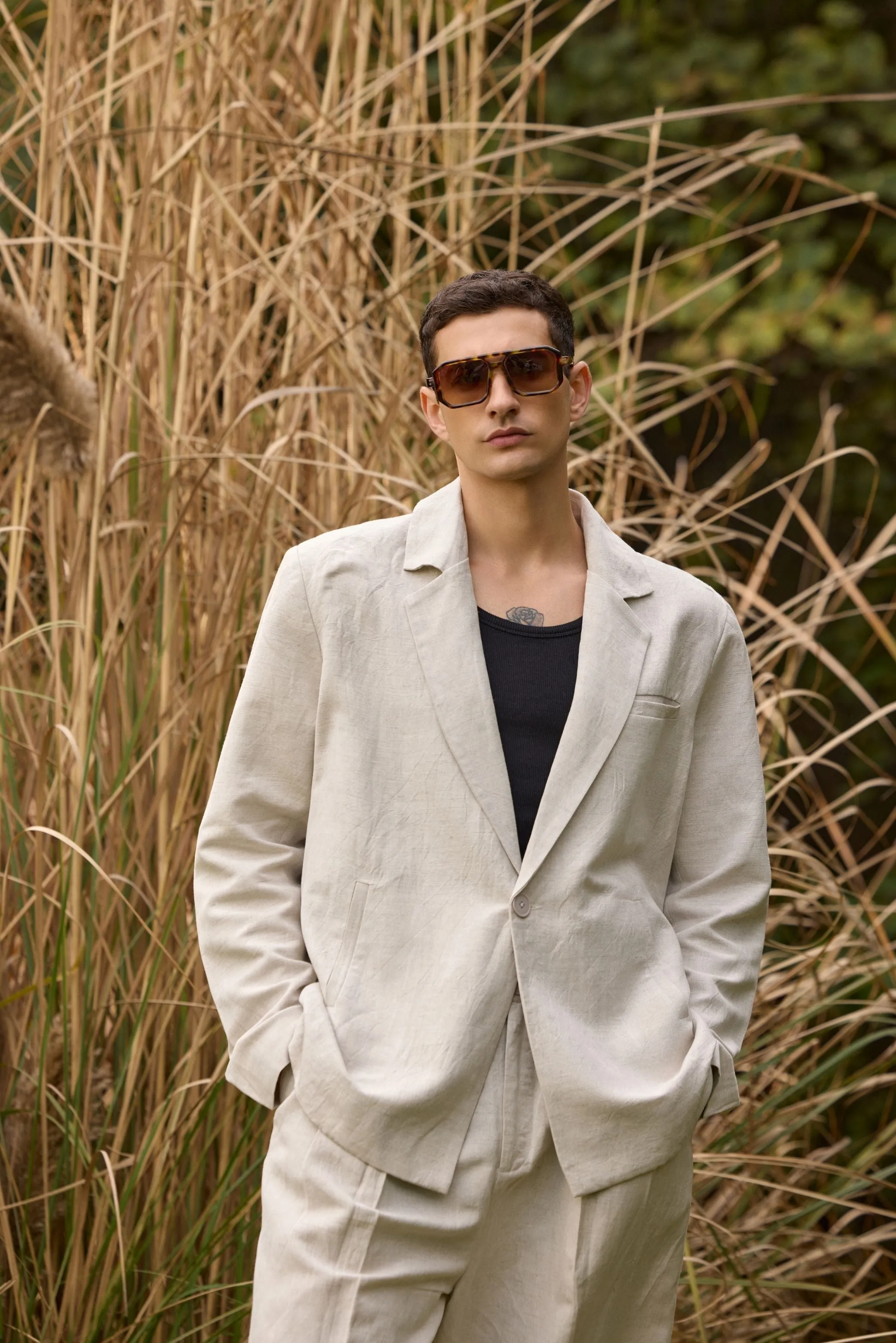 Men's Single-Breasted Linen Blazer